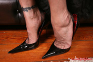 bi color pantyhose over black pantyhose