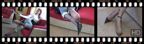 tickling in black pantyhose